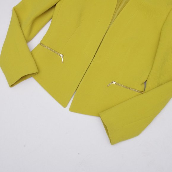 Tahari Structured Modern Chartreuse Texture Blazer - Picture 2 of 6